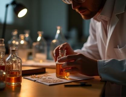 Image representing a perfumer blending fragrances